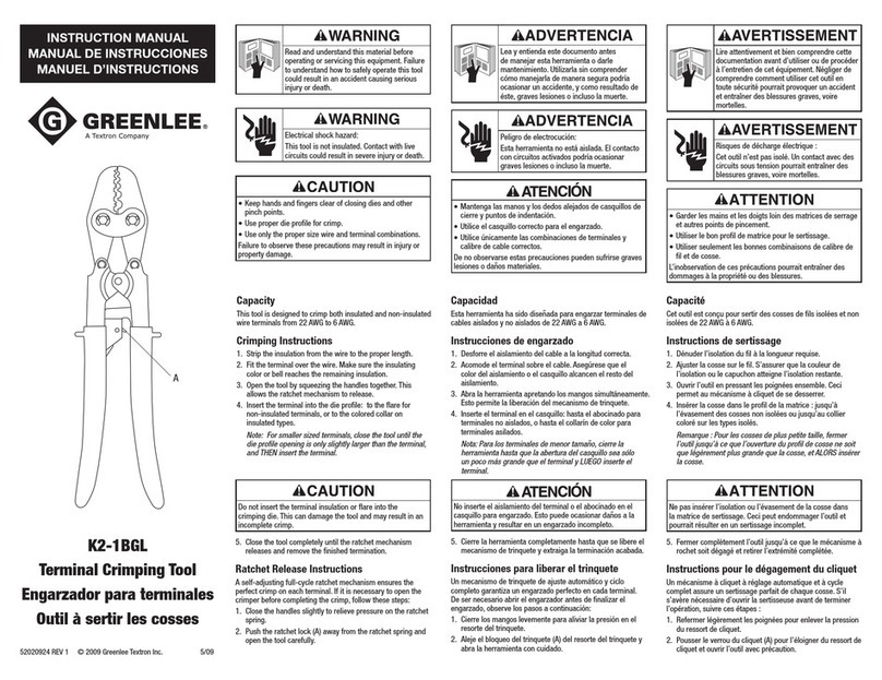 Greenlee K2-1BGL instruction manual