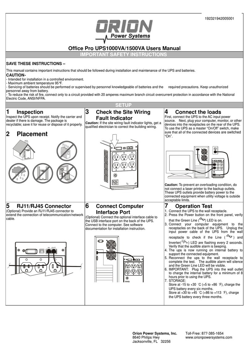 Orion Power Systems Office Pro UPS1000VA user manual