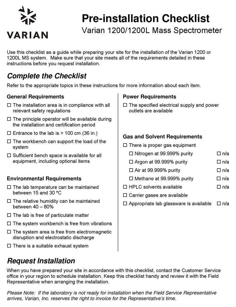 Varian 1200 GC/MS Pre-installation instructions