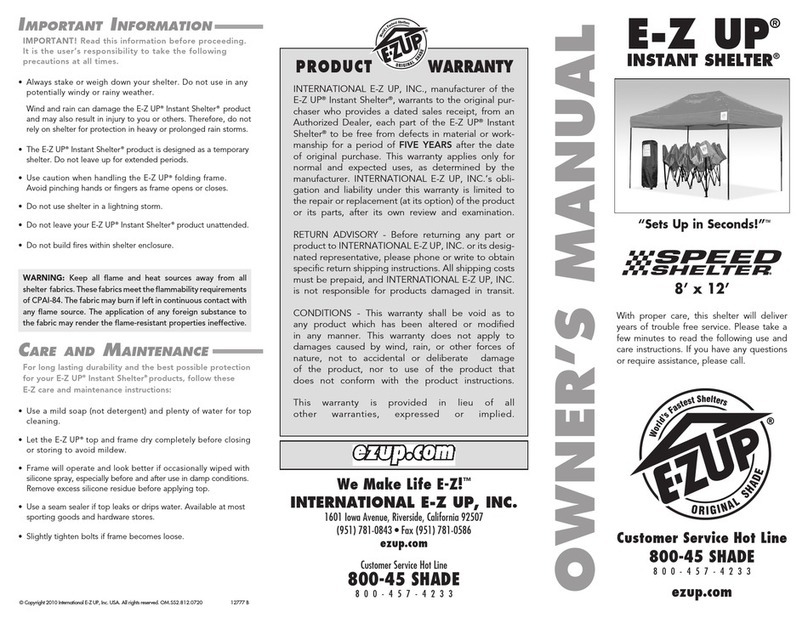 E-Z UP SPEED SHELTER manual