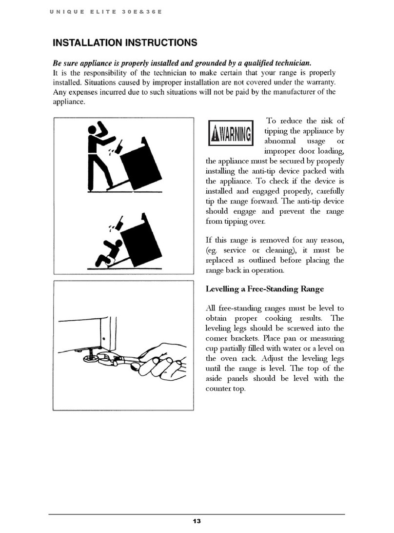 Unique ELITE 30E installation instructions