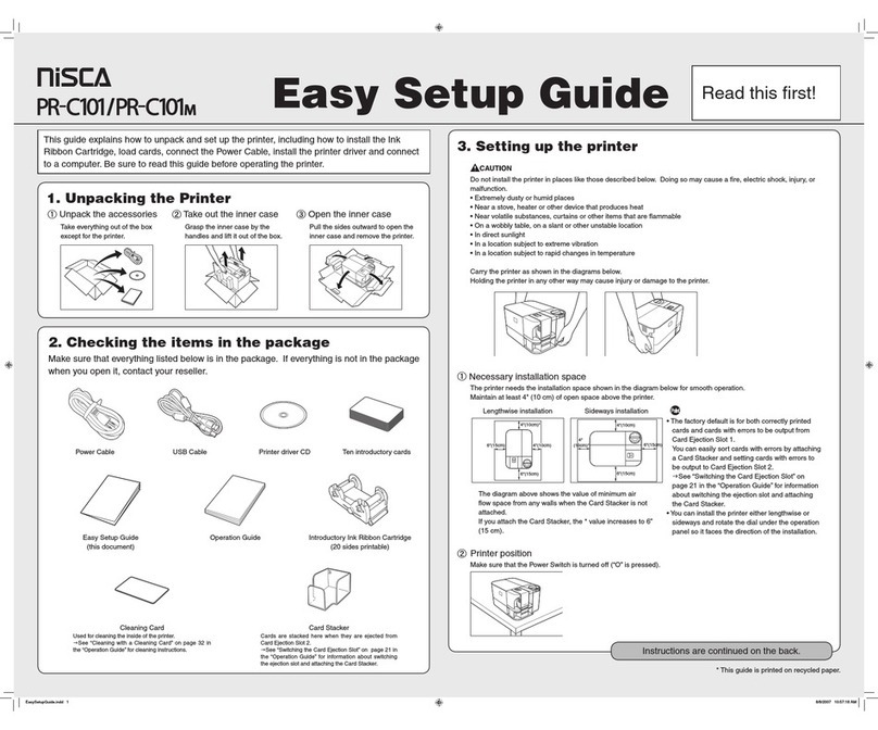 Nisca PR-C101 Quick start guide