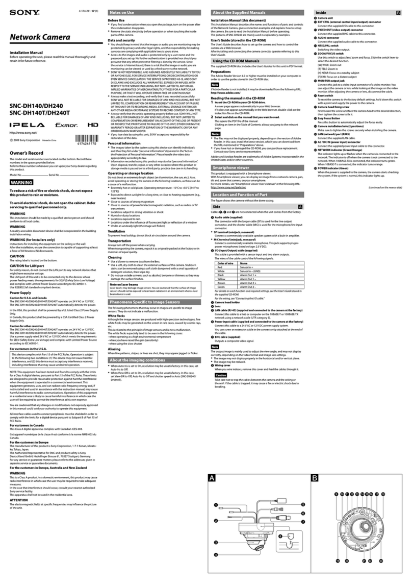 Sony Ipela SNC-DH140 installation manual