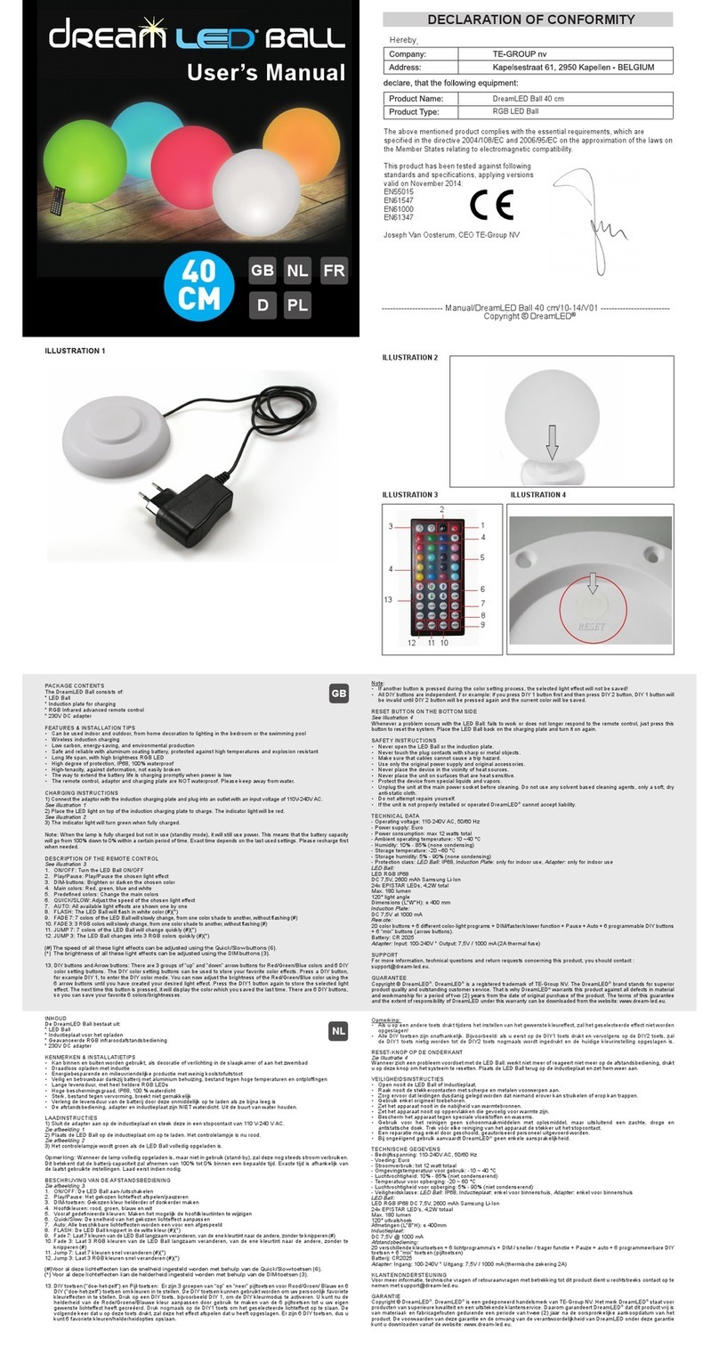 DreamLED Ball 40 cm user manual