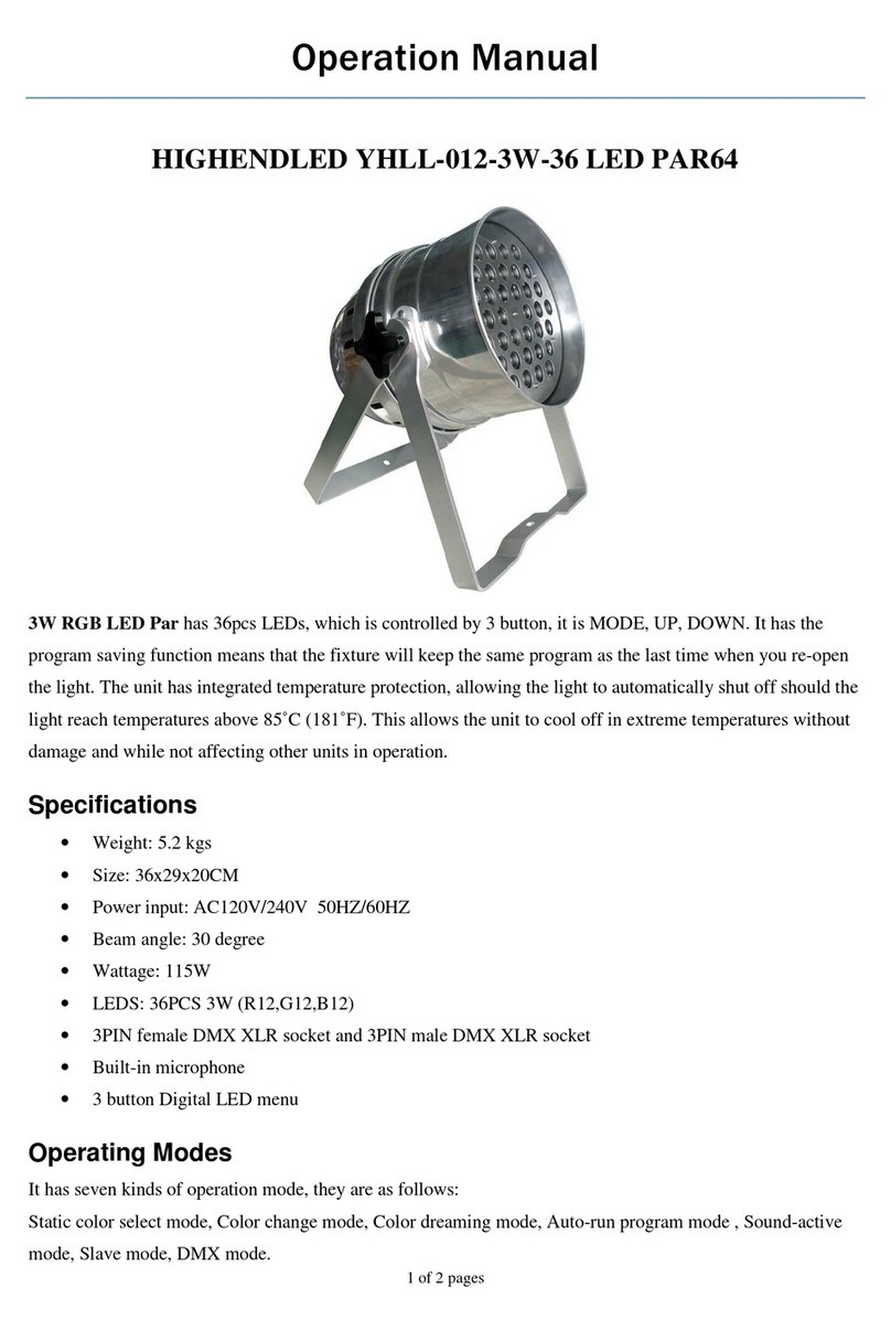 Highendled YHLL-012-3W-36 Operation manuals