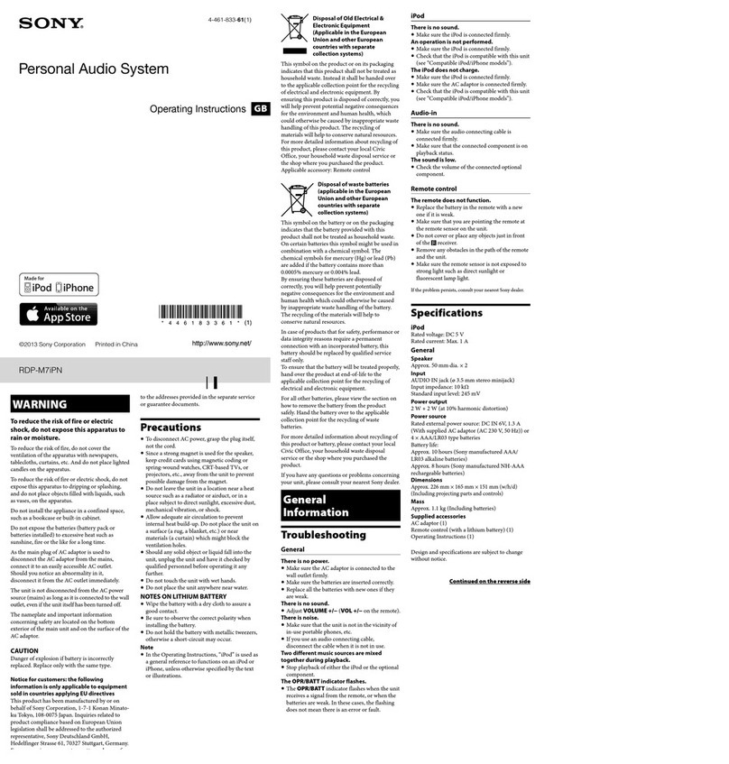 Sony RDP-M7iPN operating instructions