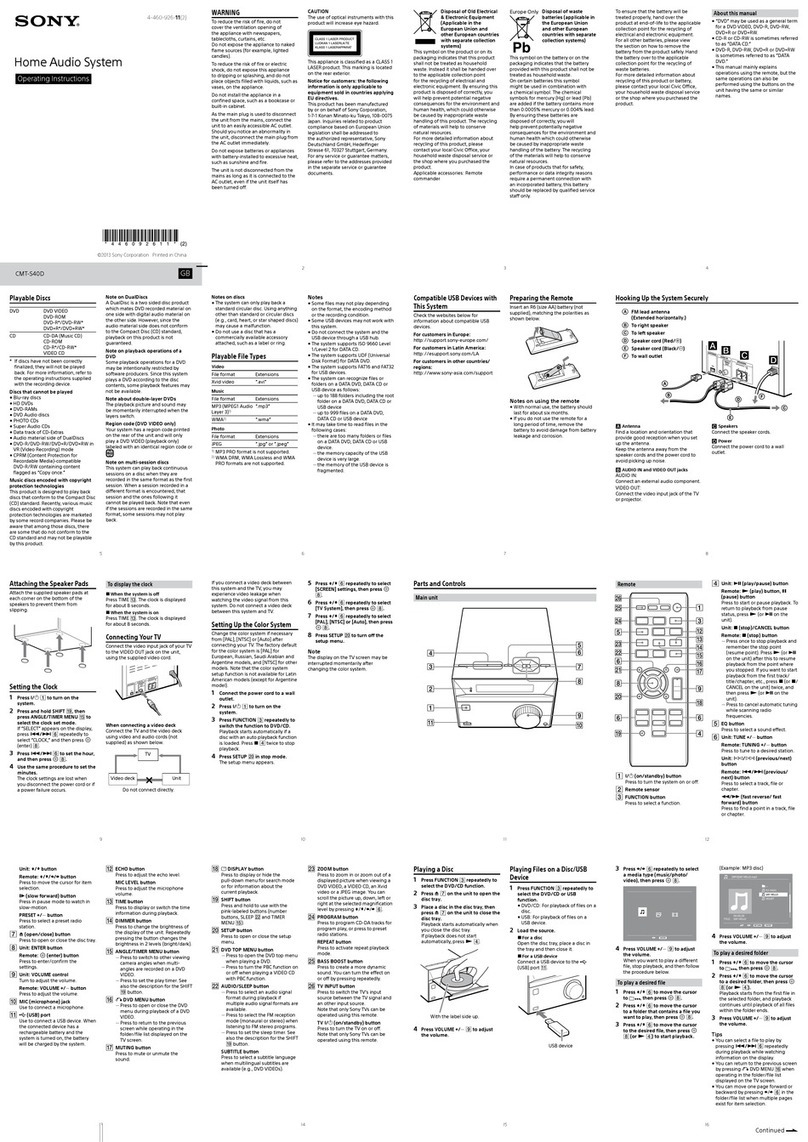 Sony CMT-S40D User manual Sony CMT-S40D User manual