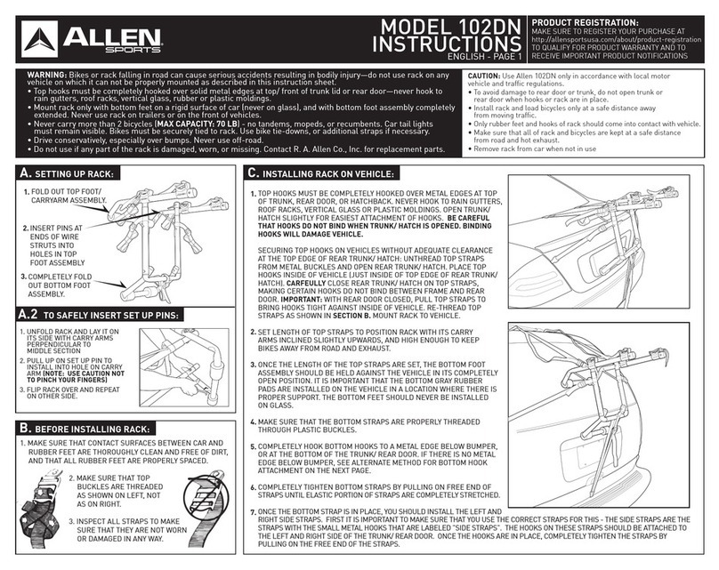 Allen Sports 102DN User manual