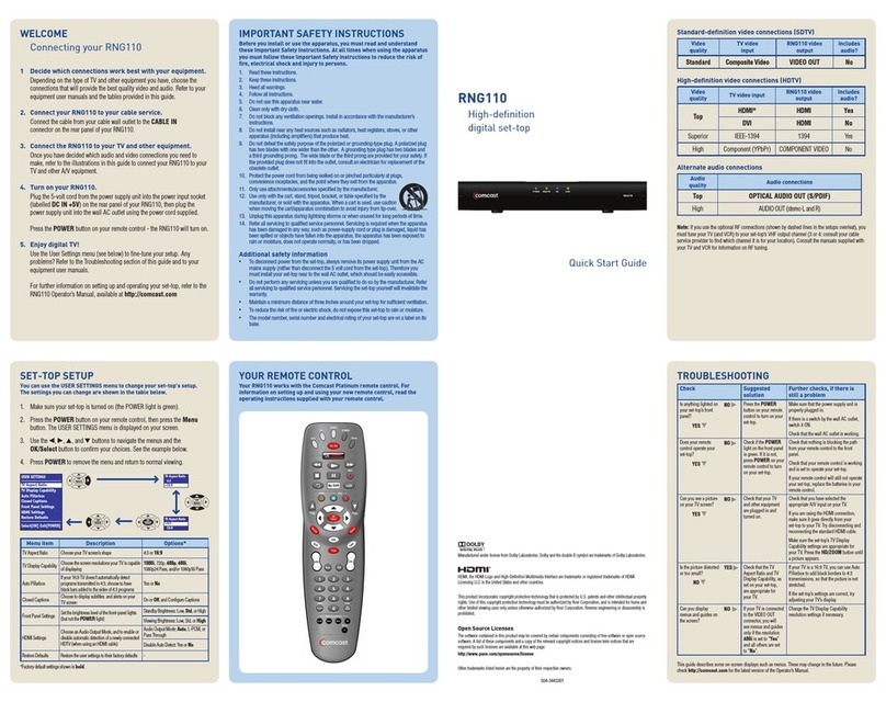 Comcast RNG110 quick start guide