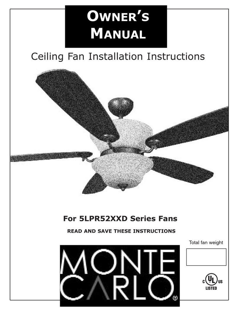 Monte Carlo Fan Company 5LPR52XXD Series installation instructions