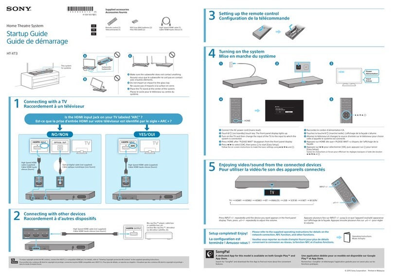 Sony HT-XT3 Startup guide