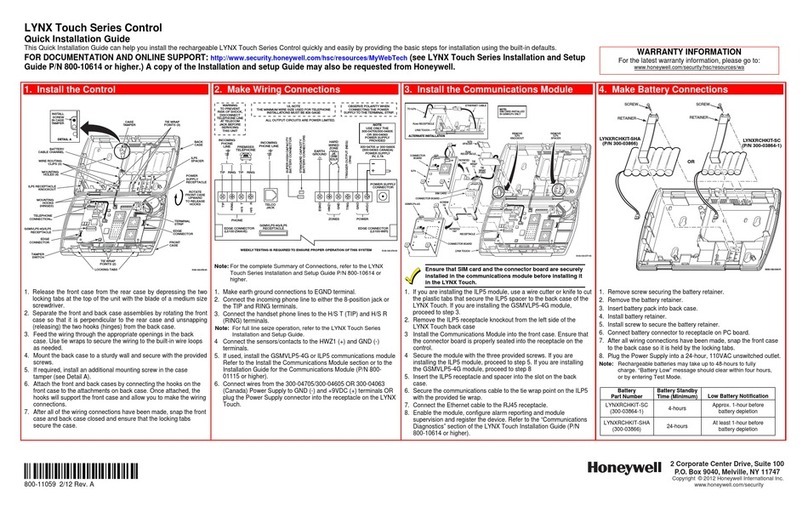 Honeywell LYNX Touch Series User manual
