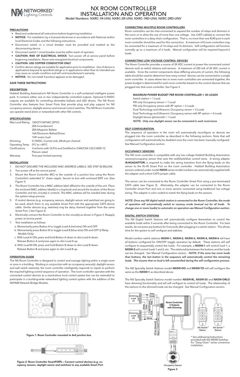 HUBBELL LIGHTING NXRC-1R-UNV Installation and operation
