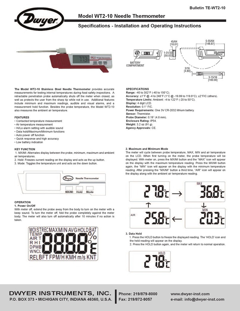 Dwyer Instruments WT2-10 Installation and operating instructions
