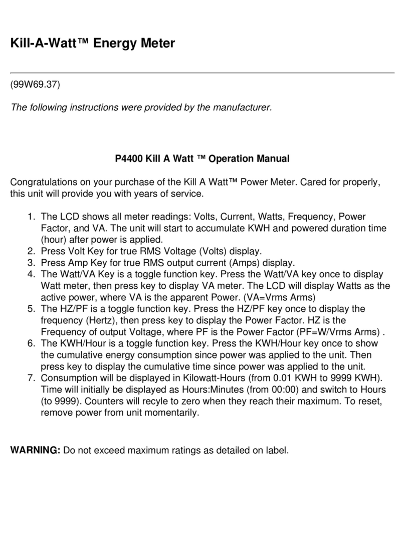 Lee Valley Tools Kill-A-Watt P4400 Operation manuals Lee Valley Tools Kill-A-Watt P4400 Operation manuals
