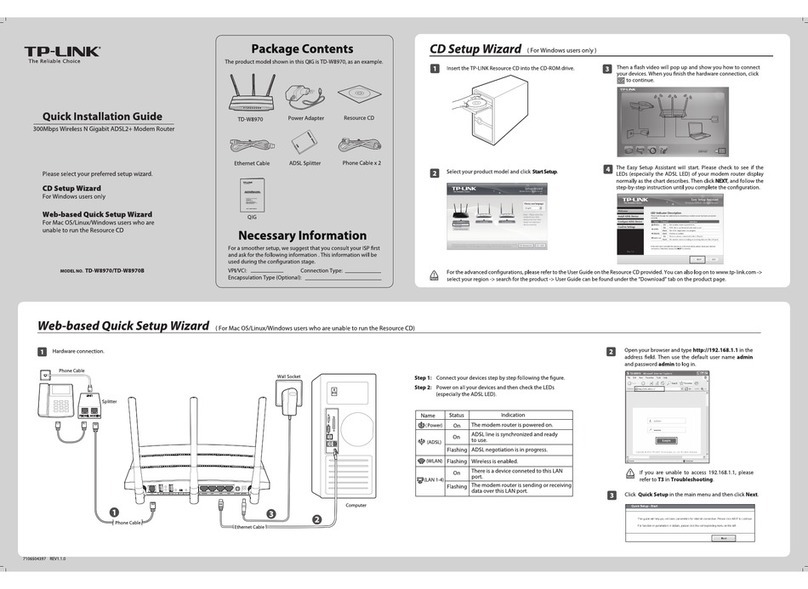 TP-Link td-w8970 Quick installation guide