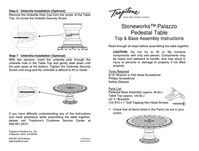 tropitone Stoneworks Palazzo Pedestal Table Assembly instructions tropitone Stoneworks Palazzo Pedestal Table Assembly instructions