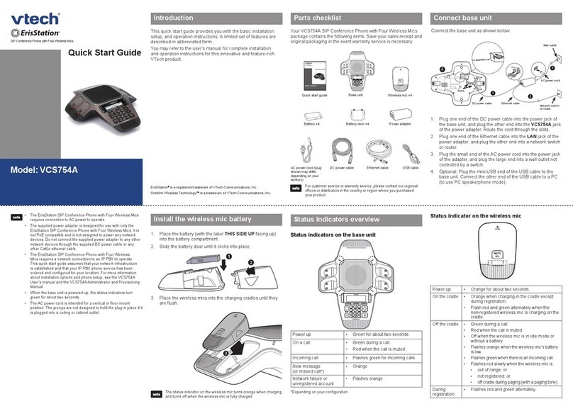 V-tech ErisStation VCS754A quick start guide