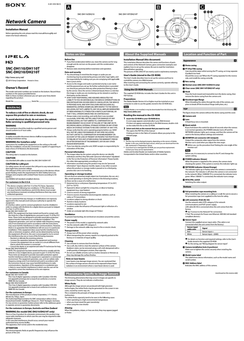 Sony SNC-DH110 User manual Sony SNC-DH110 User manual
