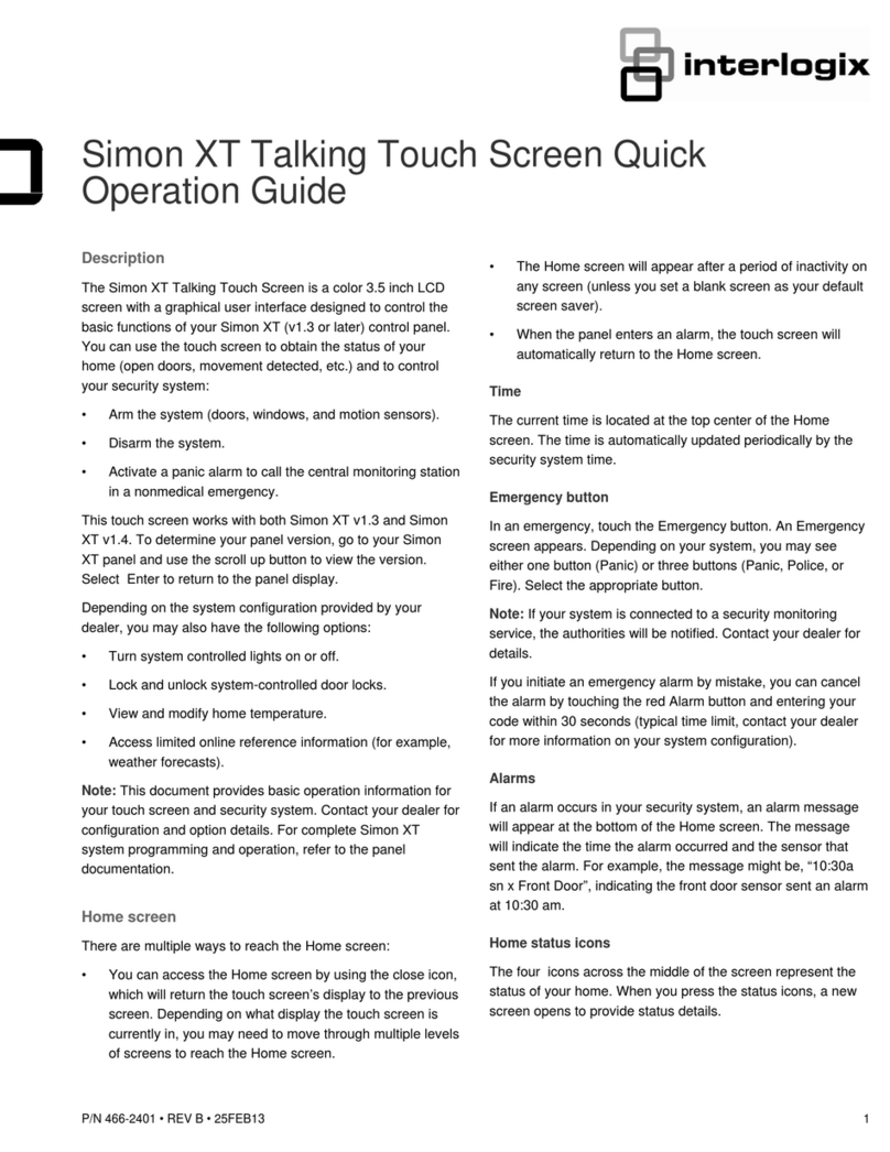 Interlogix Simon XT Quick operation guide