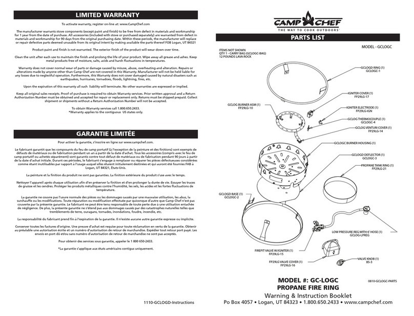 Camp Chef GC-LOGC Warning & instruction booklet