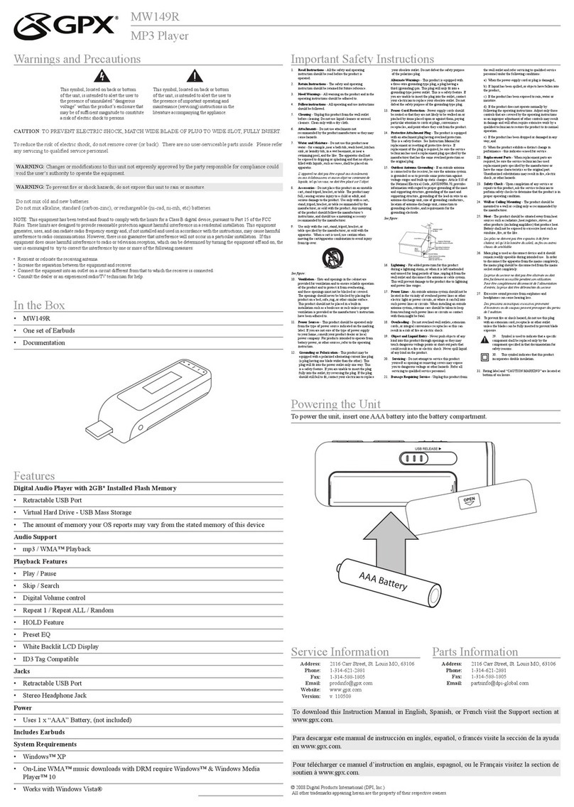 GPX MW149R User manual