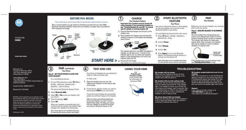 Motorola H680 - Headset - Over-the-ear quick start guide