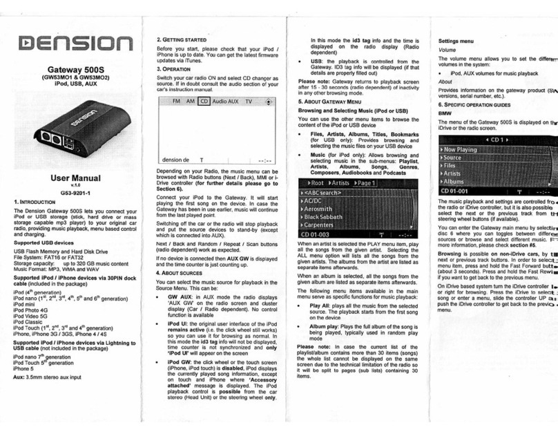 Dension 500S user manual