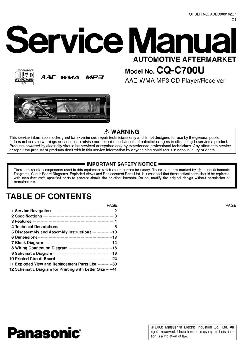 Panasonic CQC700U - AUTO RADIO/CD DECK User manual