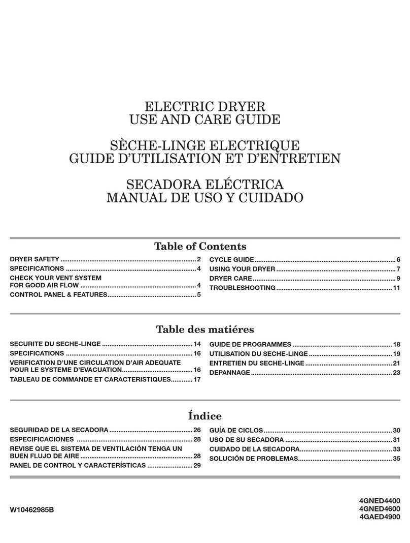 Whirlpool 4GNED4400 Use and care guide