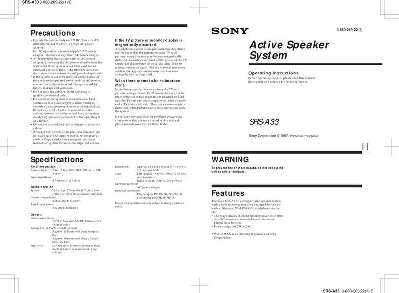 Sony SRS-A33 operating instructions