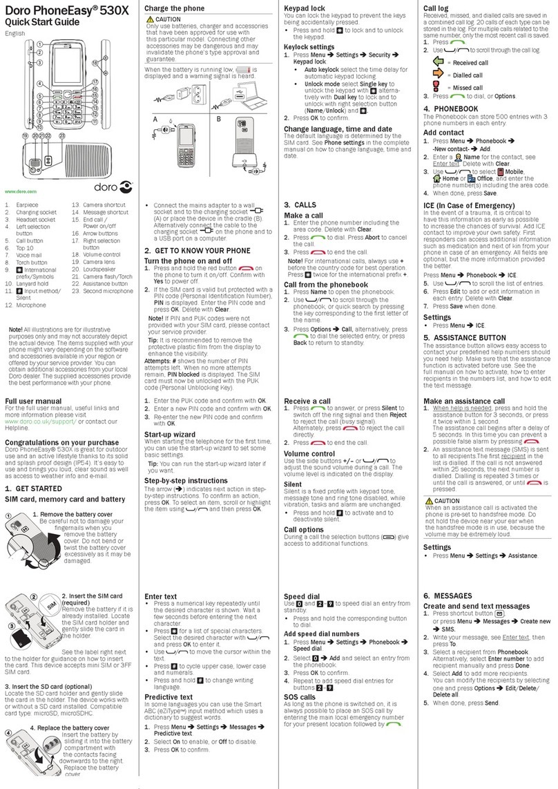 Doro PhoneEasy 530X User manual Doro PhoneEasy 530X User manual