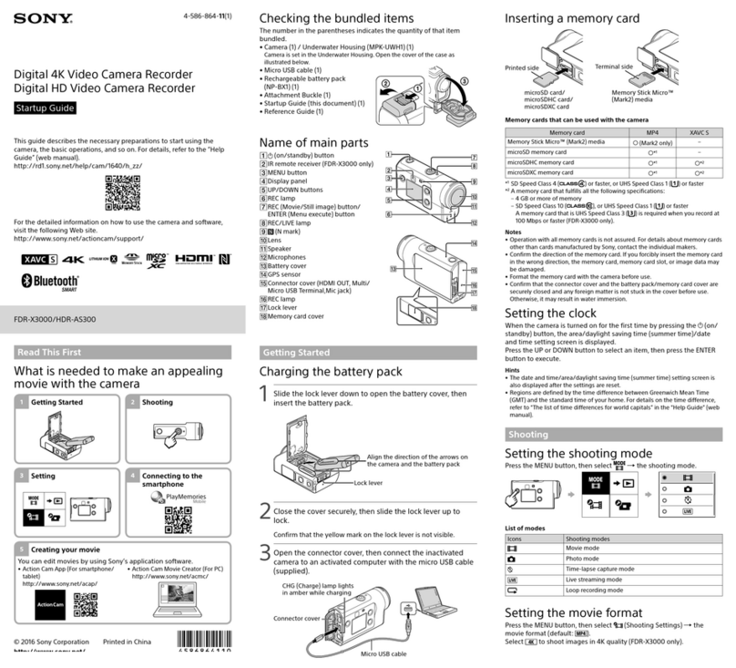 Sony FDR-X3000 User guide Sony FDR-X3000 User guide