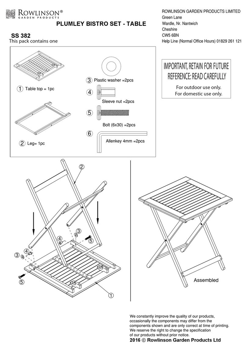 Rowlinson SS 382 Assembly instruction and care sheet