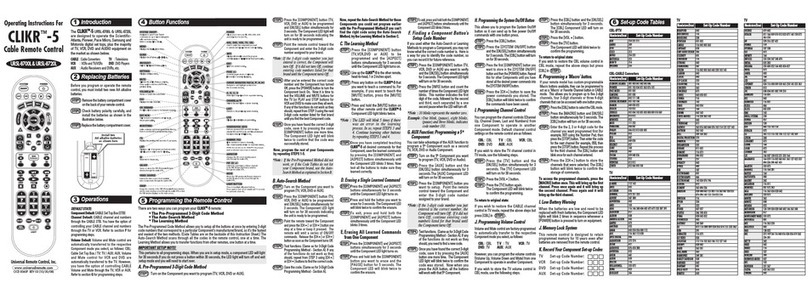 Universal Remote Control CLIKR-5 UR5U-8500 operating instructions