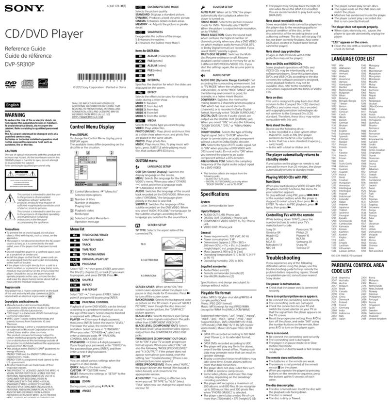 Sony DVP-SR310P User manual