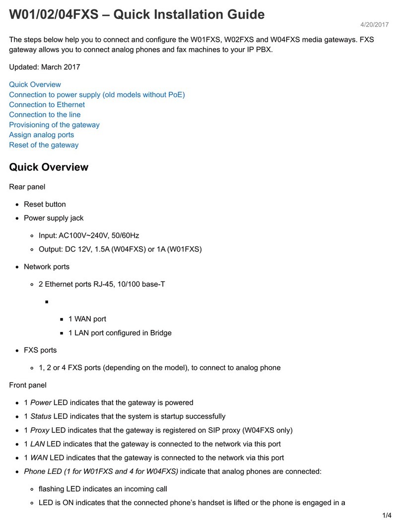 Wildix W01 FXS Quick installation guide