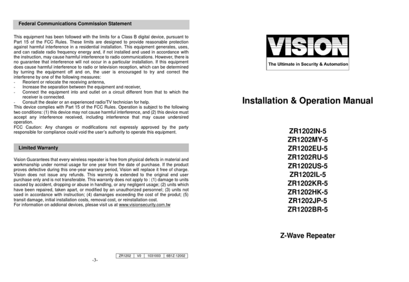 Vision ZR1202IN-5 Installation & operation manual