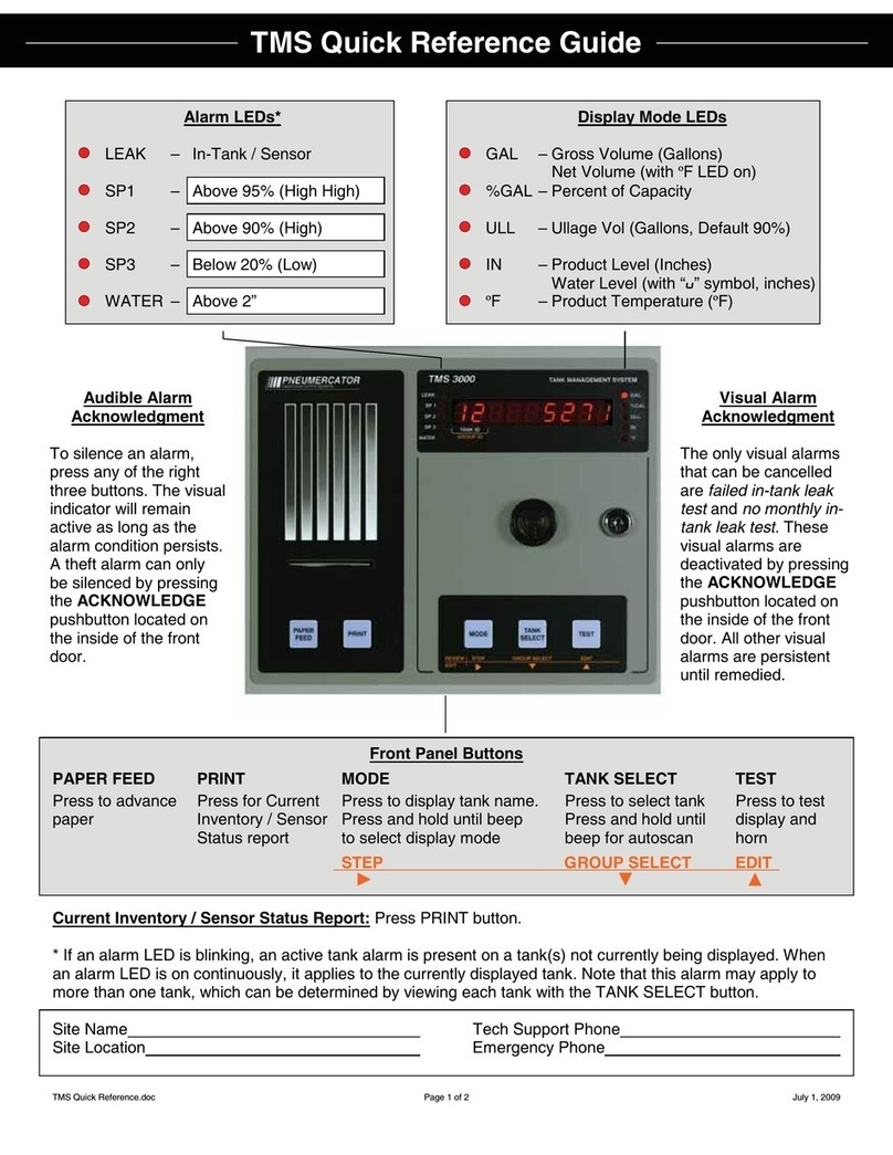 Pneumercator TMS 3000 Quick reference guide
