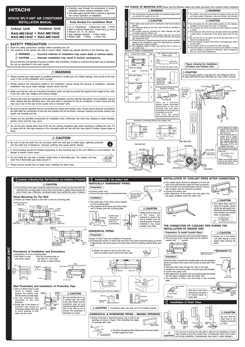 Hitachi RAS-ME14HZ User manual