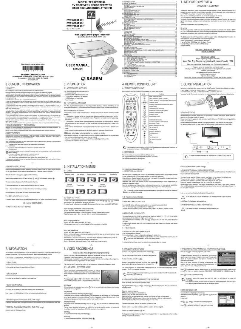 Sagem PVR 6200T UK User manual
