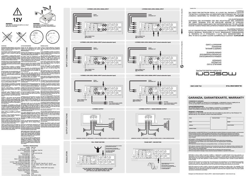 Mosconi GLADEN ONE 7.6 owner's manual