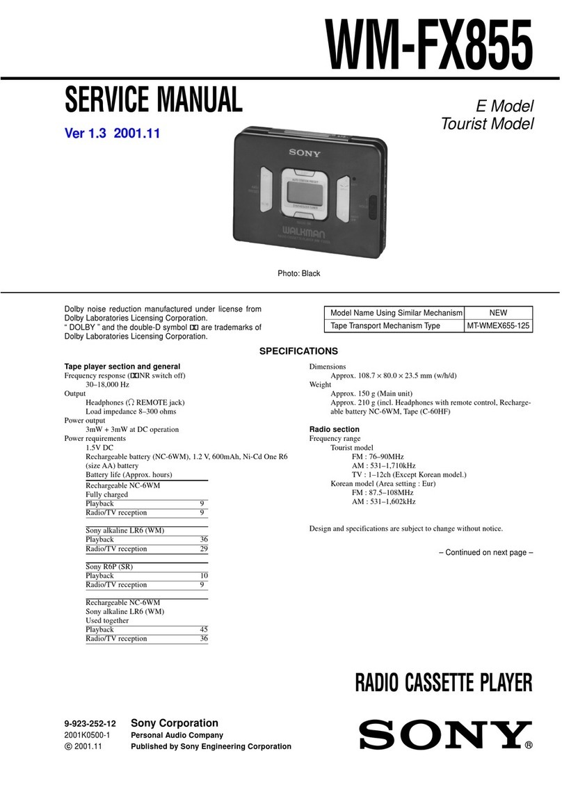 Sony Walkman WM-FX855 User manual Sony Walkman WM-FX855 User manual