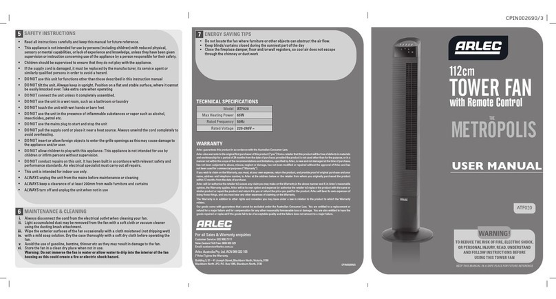 Arlec The Metropolis ATF020 user manual
