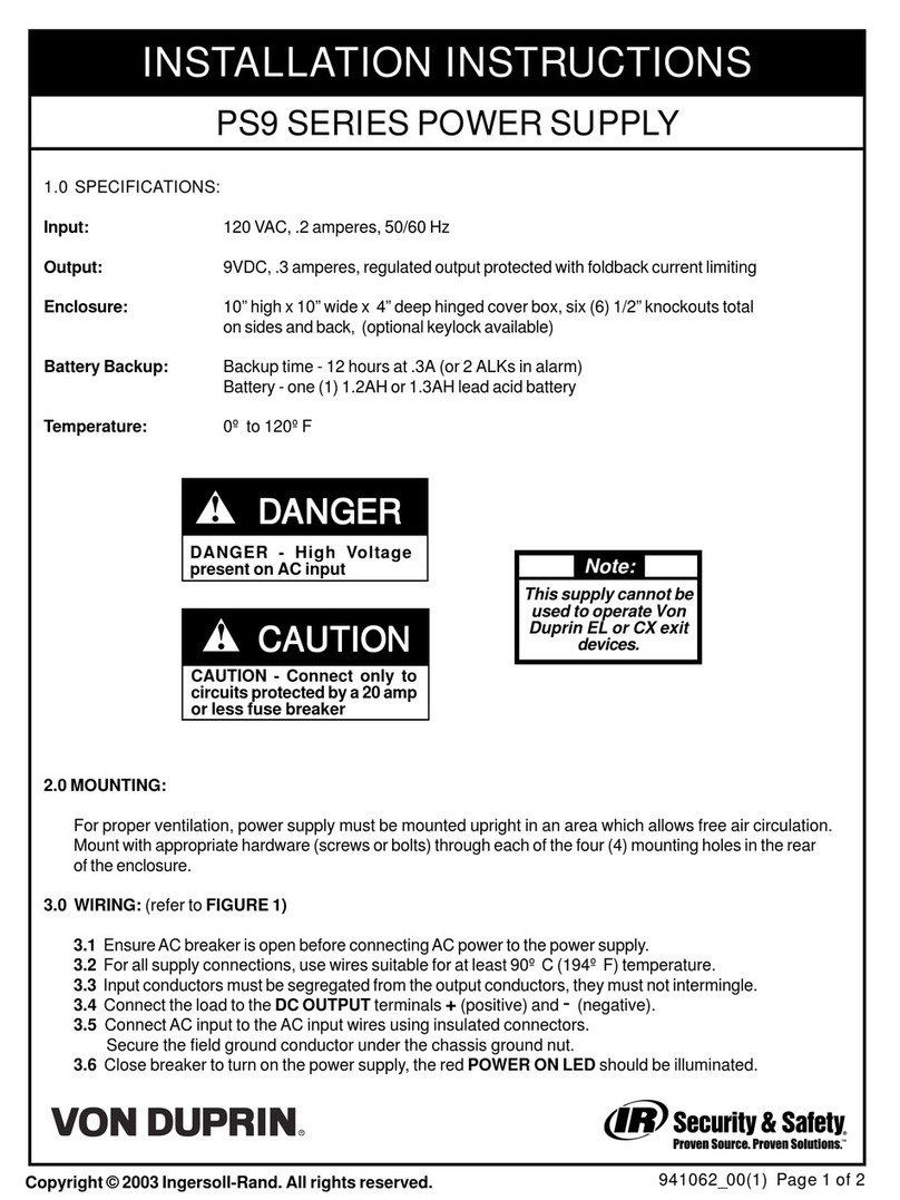 Von Duprin PS9 SERIES User manual
