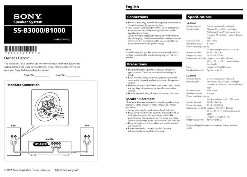 Sony SS-B1000 Owner's record