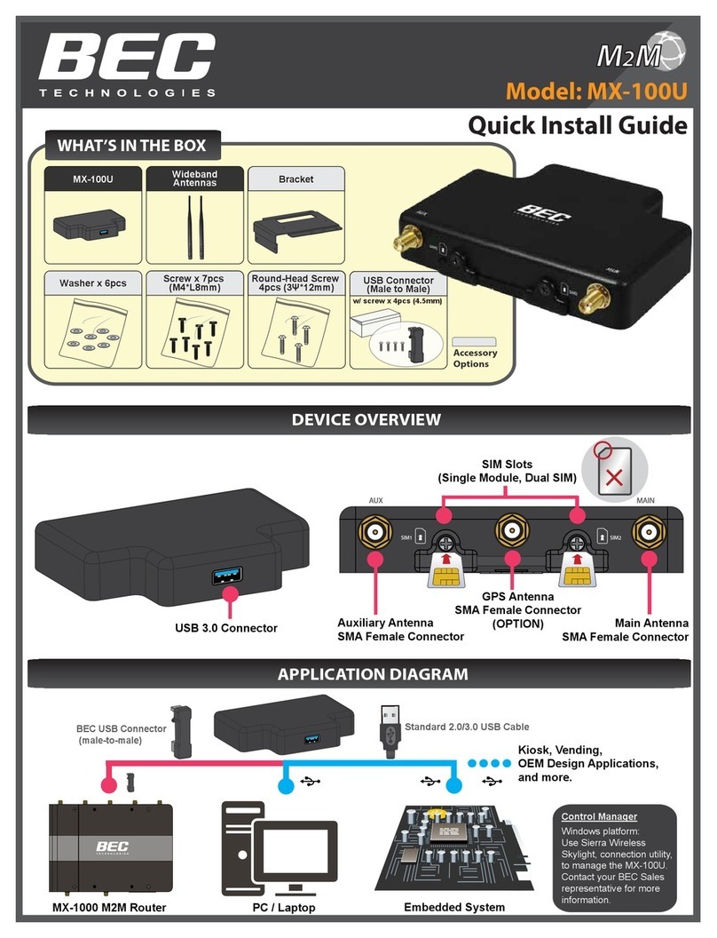 BEC MX-100U Quick install guide