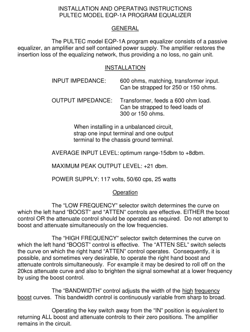 Pultec EQP-1A Installation and operation instructions