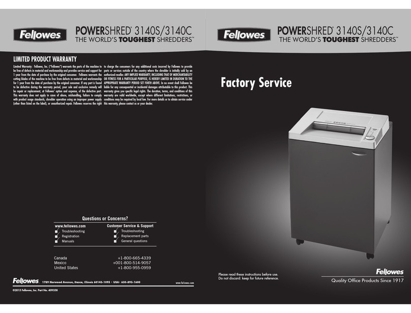Fellowes POWERSHRED 3140S Factory service