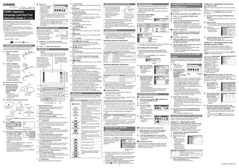 Casio E-A10 Operation guide